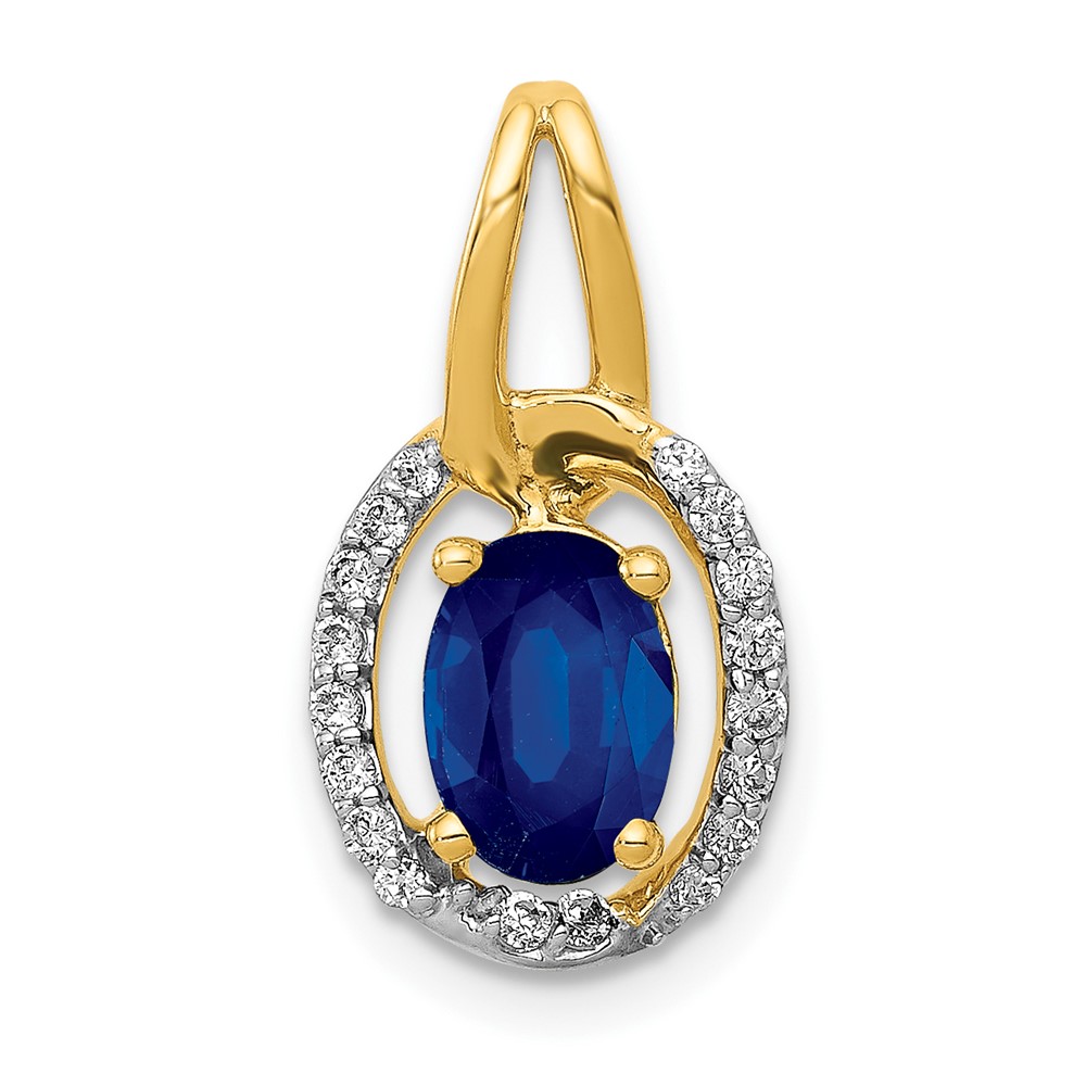 PM5261-SA-013-YA.jpg 14k Diamond and .85 Oval Sapphire Halo Pendant - Image 1