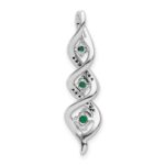 10k White Gold 1/15 carat Lab Grown Diamond VS/SI+ G+ and Lab Created Emerald Twist Chain Slide Pendant - Image 3