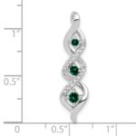 10k White Gold 1/15 carat Lab Grown Diamond VS/SI+ G+ and Lab Created Emerald Twist Chain Slide Pendant - Image 4