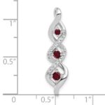 10k White Gold 1/15 carat Lab Grown Diamond VS/SI+ G+ and Lab Created Ruby Twist Chain Slide Pendant - Image 4