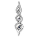 10k White Gold 1/15 carat Lab Grown Diamond VS/SI+ G+ and Lab Created Blue Sapphire Twist Chain Slide Pendant - Image 3