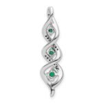 14k White Gold Diamond and Emerald Twisted 3-stone Chain Slide - Image 3