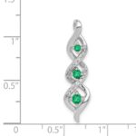 14k White Gold Diamond and Emerald Twisted 3-stone Chain Slide - Image 4