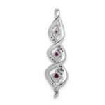 14k White Gold Diamond and .25 Ruby Twisted 3-stone Chain Slide - Image 3