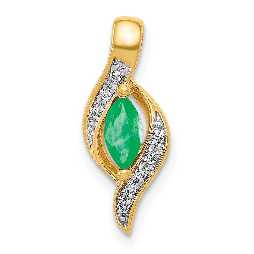 PM5265-EM-004-YA.jpg 14k Diamond and Marquise Emerald Chain Slide - Image 1
