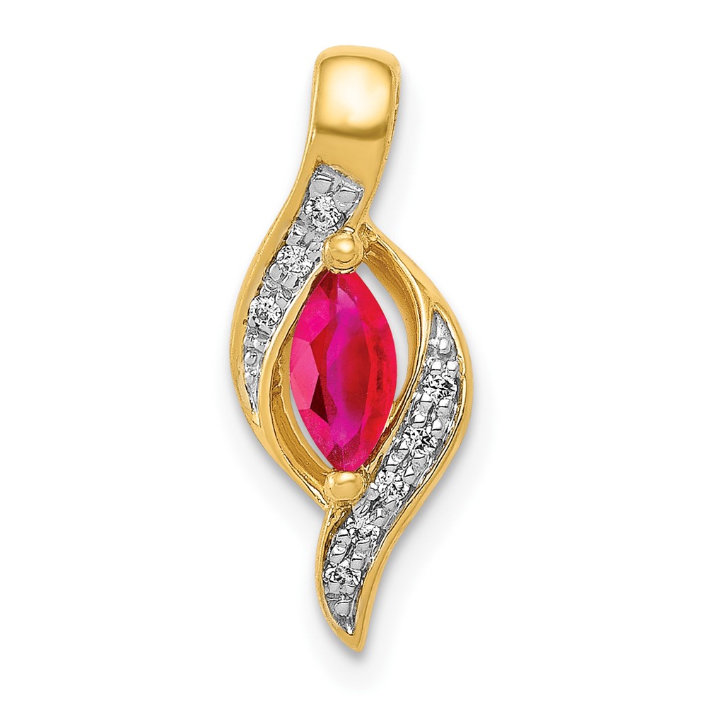 PM5265-RU-004-1YA.jpg 10k Diamond and Marquise .25 Ruby Pendant - Image 1