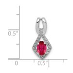 14k White Gold Diamond and .62 Oval Ruby Fancy Pendant - Image 4