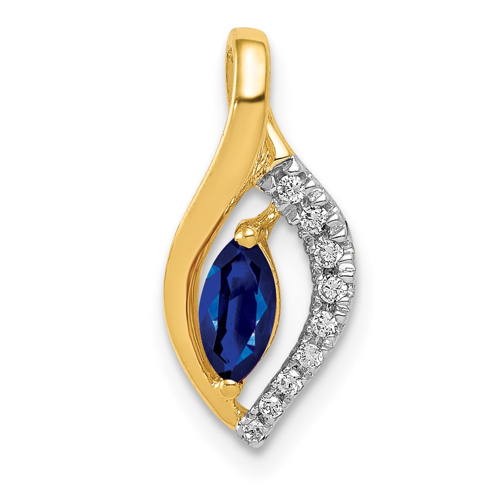 PM5267-SA-005-YA.jpg 14k Diamond and .37 Marquise Sapphire Chain Slide - Image 1