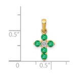 14k Emerald and Diamond Cross Pendant - Image 4