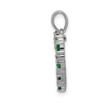 14k White Gold Diamond and Emerald Heart Pendant - Image 2