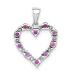 14k White Gold Diamond and Ruby Heart Pendant - Image 3