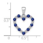 10k White Gold Diamond and Sapphire Heart Pendant - Image 2