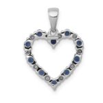 14k White Gold Diamond and Sapphire Heart Pendant - Image 3