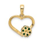 14k Diamond and Emerald Flower and Heart Pendant - Image 3