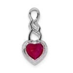 14k White Gold Diamond and Ruby Heart Chain Slide - Image 3