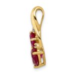 14k Lab Created Ruby and Diamond 2-Heart Pendant Fits up to 2mm Regular/3mm Fancy or Reversible Omega - Image 2