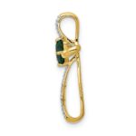 14k and White Rhodium 4mm Square Lab Created Emerald and Diamond Cross Omega Slide - Image 2