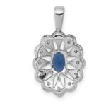 14k White Gold 1/6 carat Lab Grown Diamond VS/SI+ G+ and Lab Created Blue Sapphire Pendant - Image 3