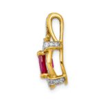 14k Polished Diamond and 7x5mm Oval Ruby Vintage Pendant - Image 2