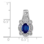 14k White Gold Diamond and Oval Sapphire Fancy Vintage Pendant - Image 4
