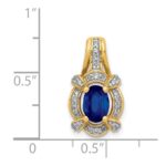 14k Diamond and Oval Sapphire Fancy Vintage Pendant - Image 4