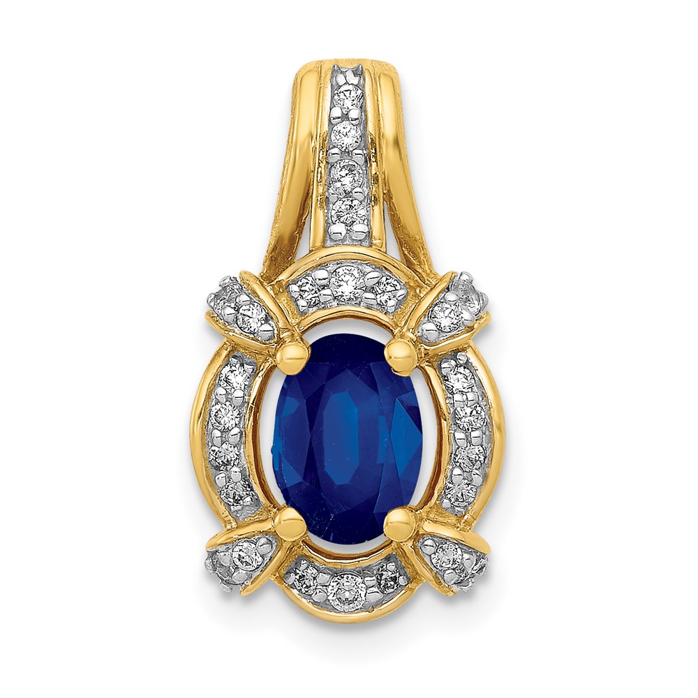 PM5284-SA-020-YA.jpg 14k Diamond and Oval Sapphire Fancy Vintage Pendant - Image 1