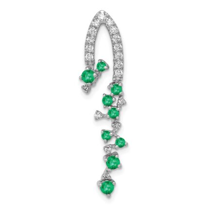 14k White Gold Diamond and Emerald Slide Fits up to 2mm Regular/3mm Fancy or Reversible Omega