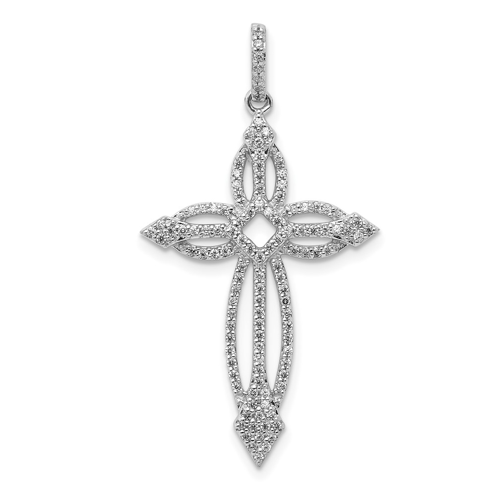 PM5851-033-WA.jpg 14k White Gold 1/3 carat Diamond Fancy Cross Pendant - Image 1