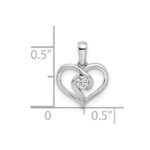14k White Gold 1/10 carat Lab Grown Diamond VS/SI+ G+ Complete Heart Pendant - Image 4