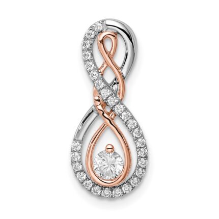 14k Two-tone White and Rose Infinity 1/4 carat Diamond Chain Slide