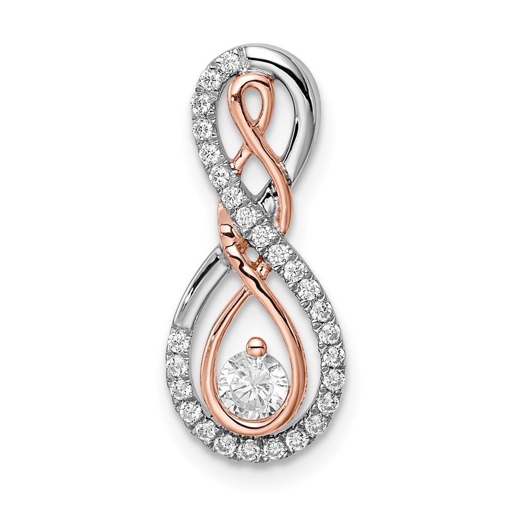 PM6157-025-WRA.jpg 14k Two-tone White and Rose Infinity 1/4 carat Diamond Chain Slide - Image 1
