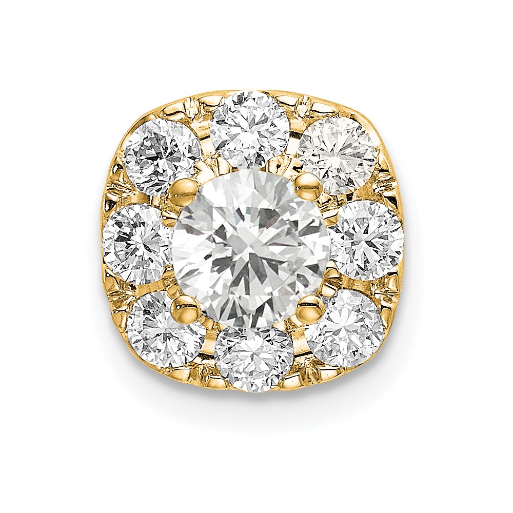 PM6636-100-YAA.jpg 14k 1 carat Lab Grown Diamond VS/SI+ G+ Complete Cushion Halo Chain Slide Pendant - Image 1