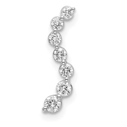 14k White Gold 1/4 carat Lab Grown Diamond VS/SI+ G+ Seven Stone Curved Bar Chain Slide Pendant