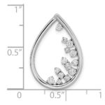 14k White Gold Polished 1/3 carat Diamond Fancy Teardrop Chain Slide - Image 4