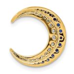 14k Polished Sapphire and Diamond Moon Chain Slide - Image 3
