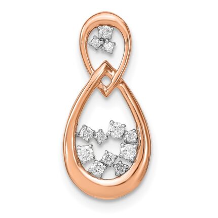 14k Rose Gold 1/8 carat Lab Grown Diamond VS/SI+ G+ Double Teardrop Chain Slide Pendant