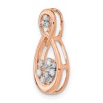 14k Rose Gold 1/8 carat Lab Grown Diamond VS/SI+ G+ Double Teardrop Chain Slide Pendant - Image 4