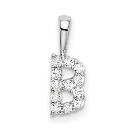 14k White Gold 1/8 carat Lab Grown Diamond VS/SI+ G+ Complete Letter B Intitial Pendant