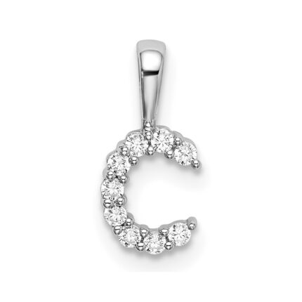 14k White Gold 1/10 carat Lab Grown Diamond VS/SI+ G+ Complete Letter C Initial Pendant