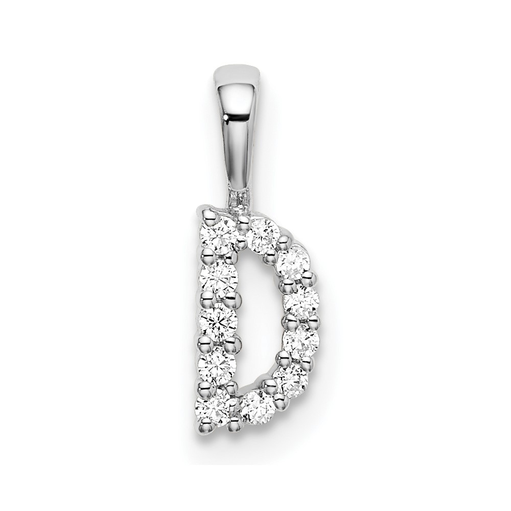 PM6988D-010-WAA.jpg 14k White Gold 1/10 carat Lab Grown Diamond VS/SI+ G+ Complete Letter D Initial Pendant - Image 1