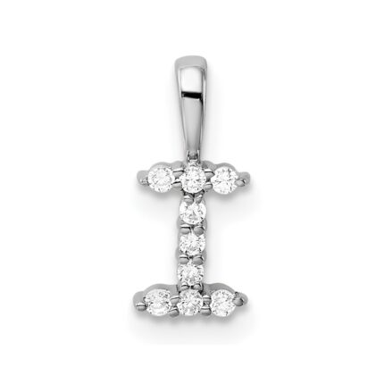 14k White Gold 1/10 carat Lab Grown Diamond VS/SI+ G+ Complete Letter I Initial Pendant