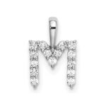 14k White Gold 1/6 carat Lab Grown Diamond VS/SI+ G+ Complete Letter M Initial Pendant