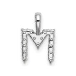 14k White Gold 1/6 carat Lab Grown Diamond VS/SI+ G+ Complete Letter M Initial Pendant - Image 3