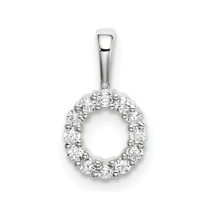 14k White Gold 1/8 carat Lab Grown Diamond VS/SI+ G+ Complete Letter O Intitial Pendant