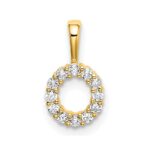 14k 1/8 carat Lab Grown Diamond VS/SI+ G+ Complete Letter O Intitial Pendant