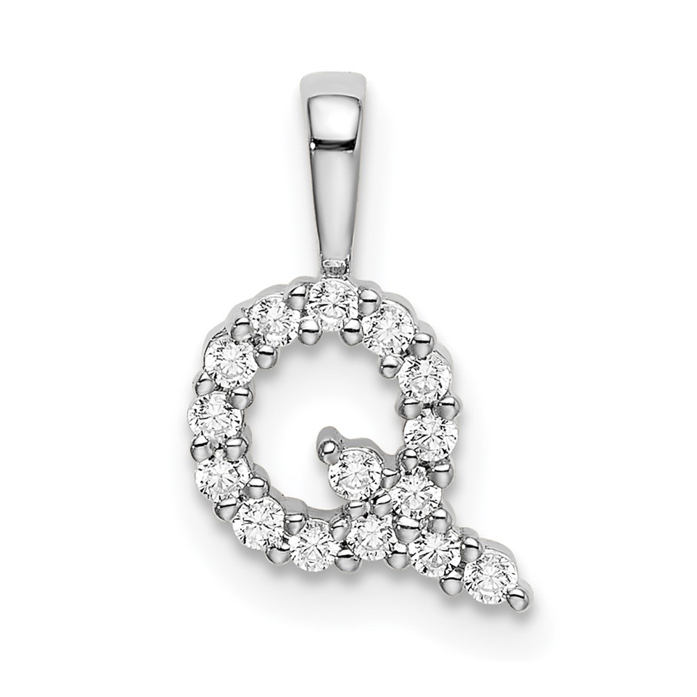 PM6988Q-015-WAA.jpg 14k White Gold 1/6 carat Lab Grown Diamond VS/SI+ G+ Complete Letter Q Initial Pendant - Image 1