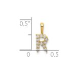 14k 1/8 carat Lab Grown Diamond VS/SI+ G+ Complete Letter R Initial Pendant - Image 4
