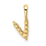 14k 1/10 carat Lab Grown Diamond VS/SI+ G+ Complete Letter V Initial Pendant - Image 3