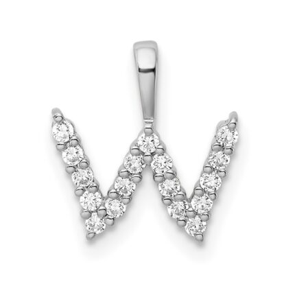 14k White Gold 1/6 carat Lab Grown Diamond VS/SI+ G+ Complete Letter W Initial Pendant