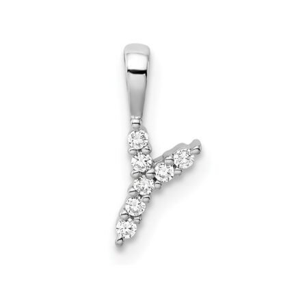 14k White Gold 1/15 carat Lab Grown Diamond VS/SI+ G+ Complete Letter Y Initial Pendant